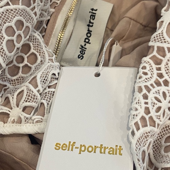 Self-Portrait White Lace Cutout Guipure Dress - Picture 10 of 11